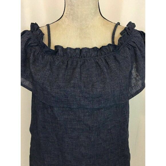 Splendid Womens Solid Navy Blue Jean Print Short Sleeve Tank Top Small - Picture 2 of 7